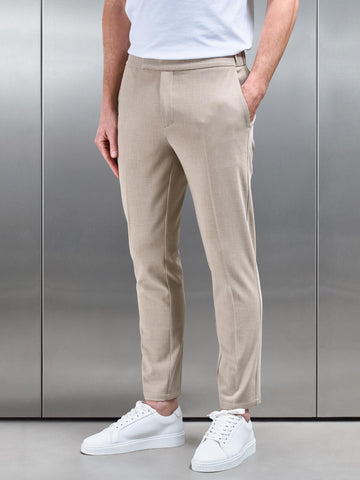 Smart Tailored Drawstring Stretch Trouser in Stone