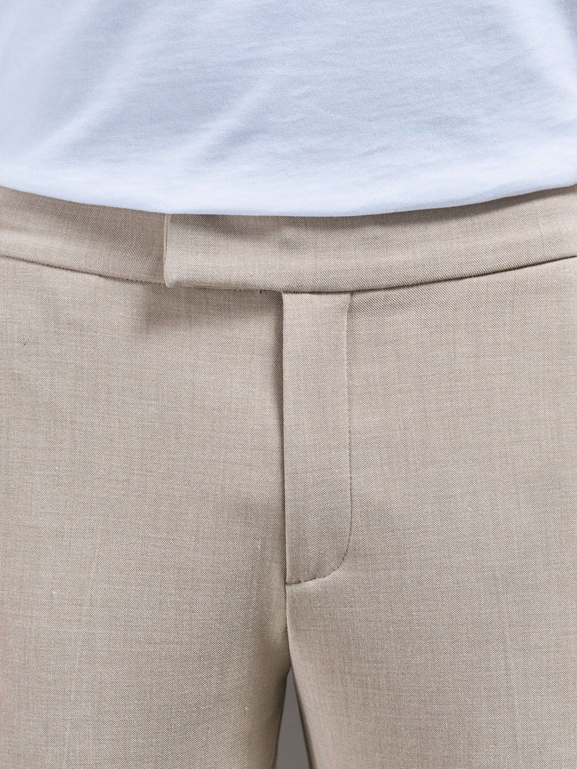 Smart Tailored Drawstring Stretch Trouser in Stone