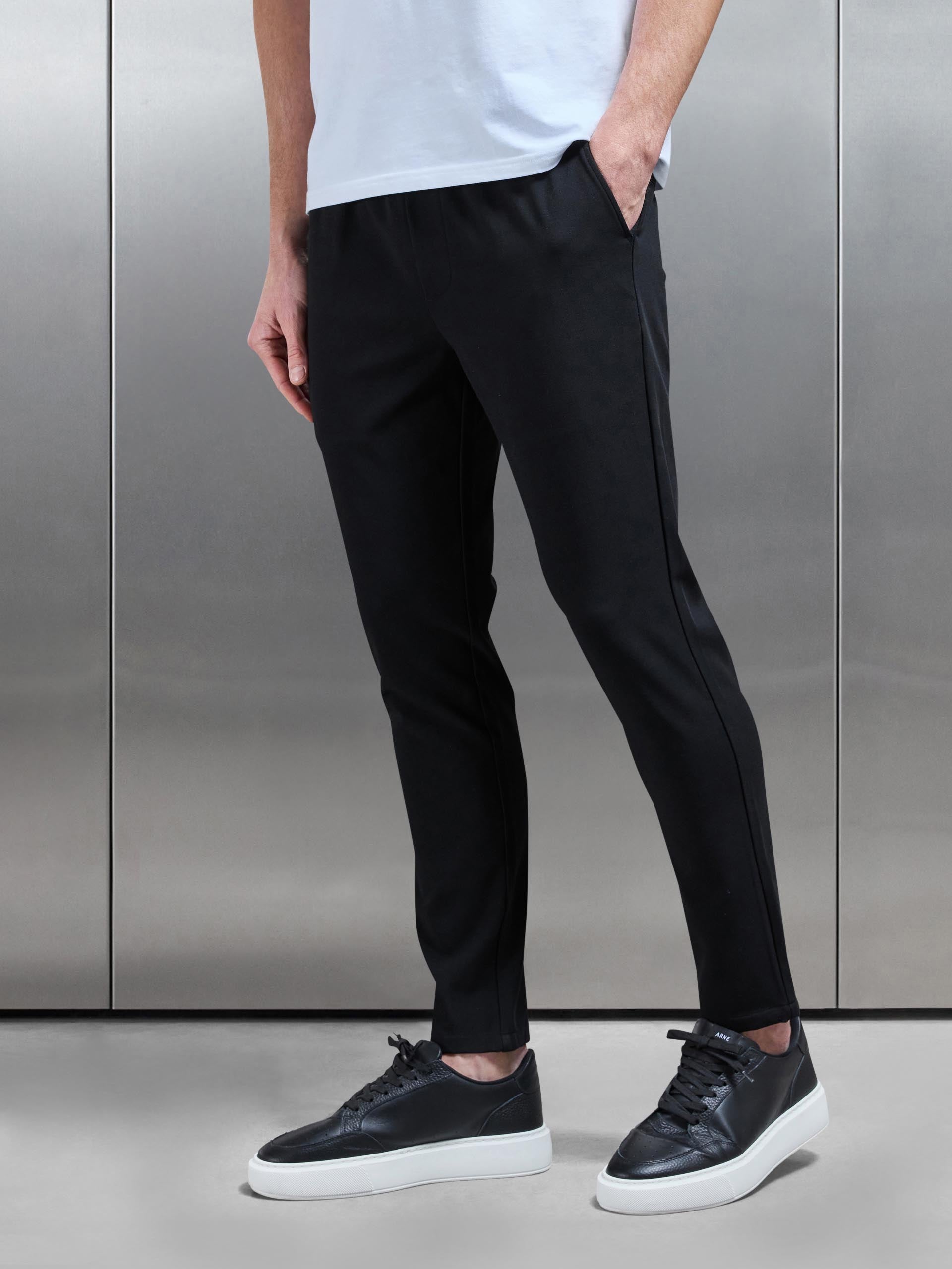 Smart Drawstring Trouser in Black