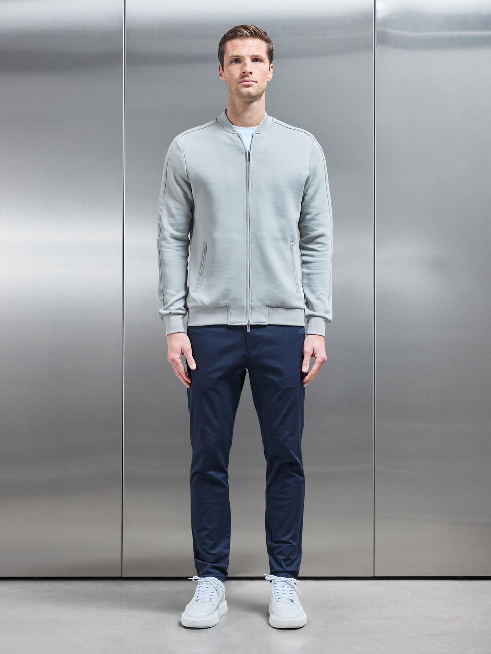 Smart Jersey Bomber Jacket in Stone