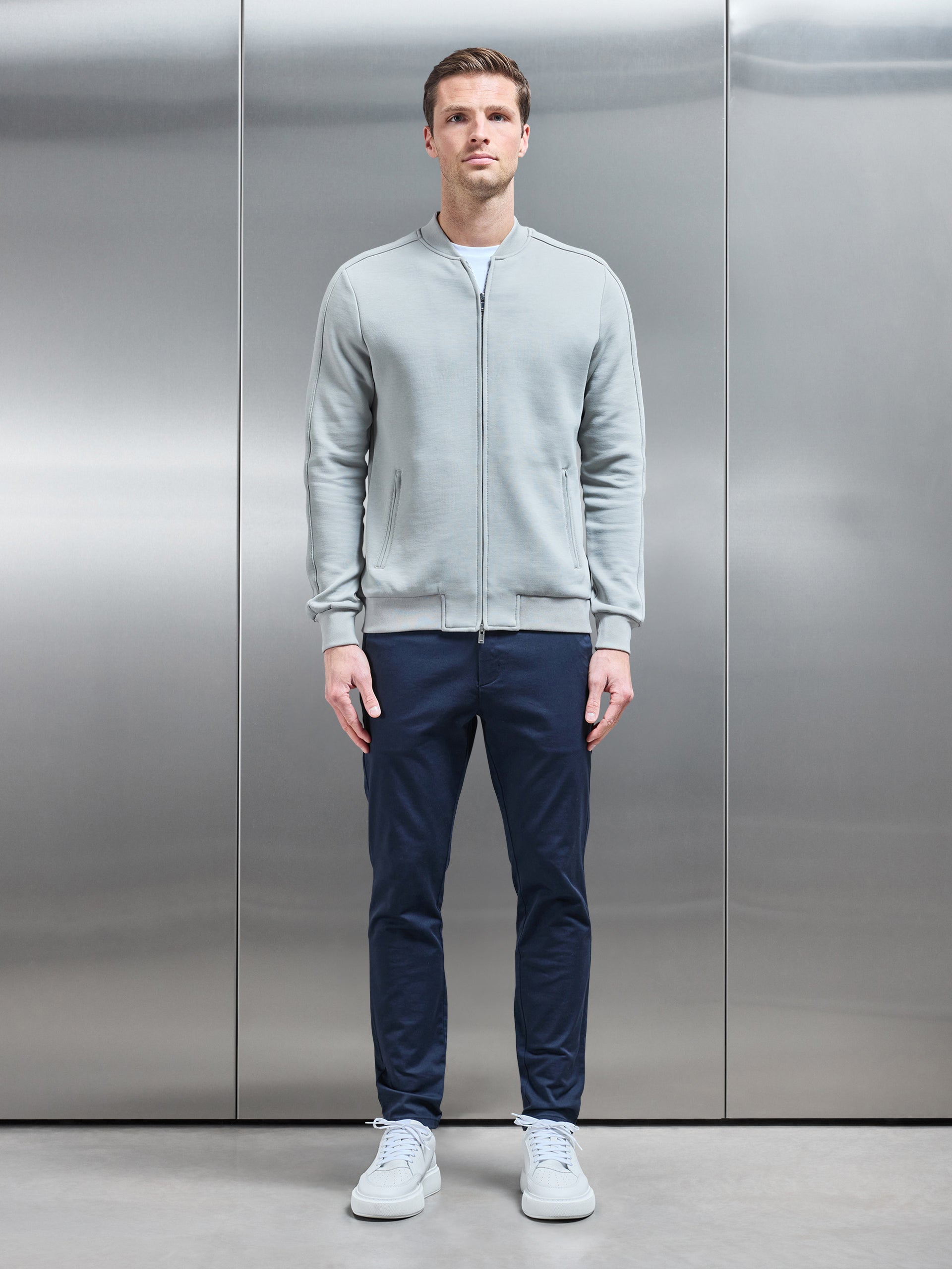 Smart Jersey Bomber Jacket in Stone