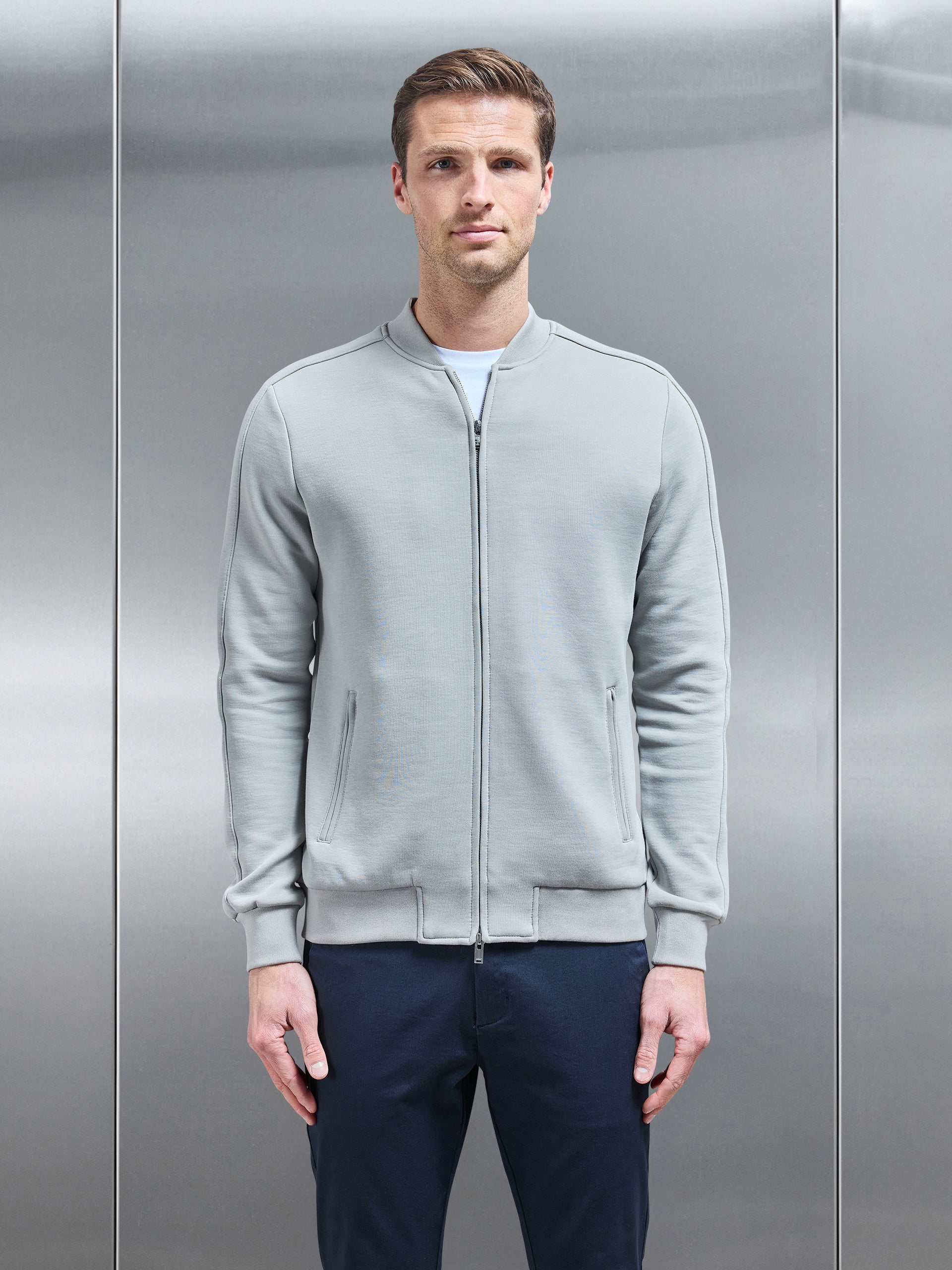 Smart Jersey Bomber Jacket in Stone