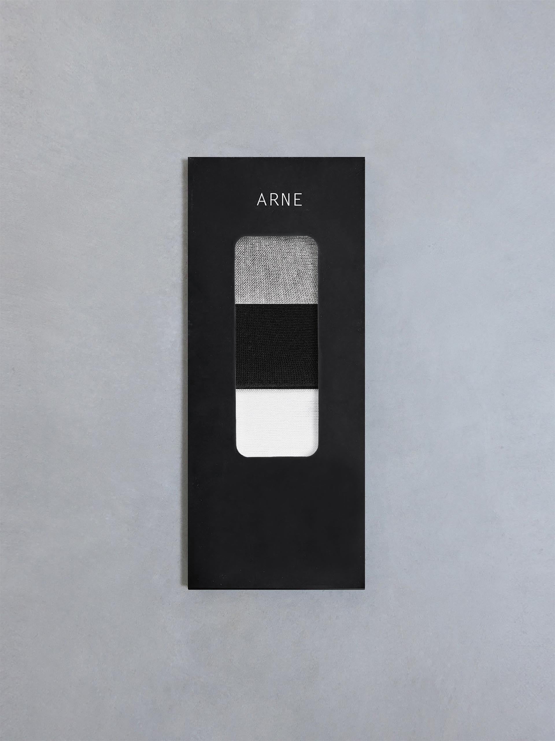 3 Pack Invisible Cushioned Sock in Black White Marl Grey