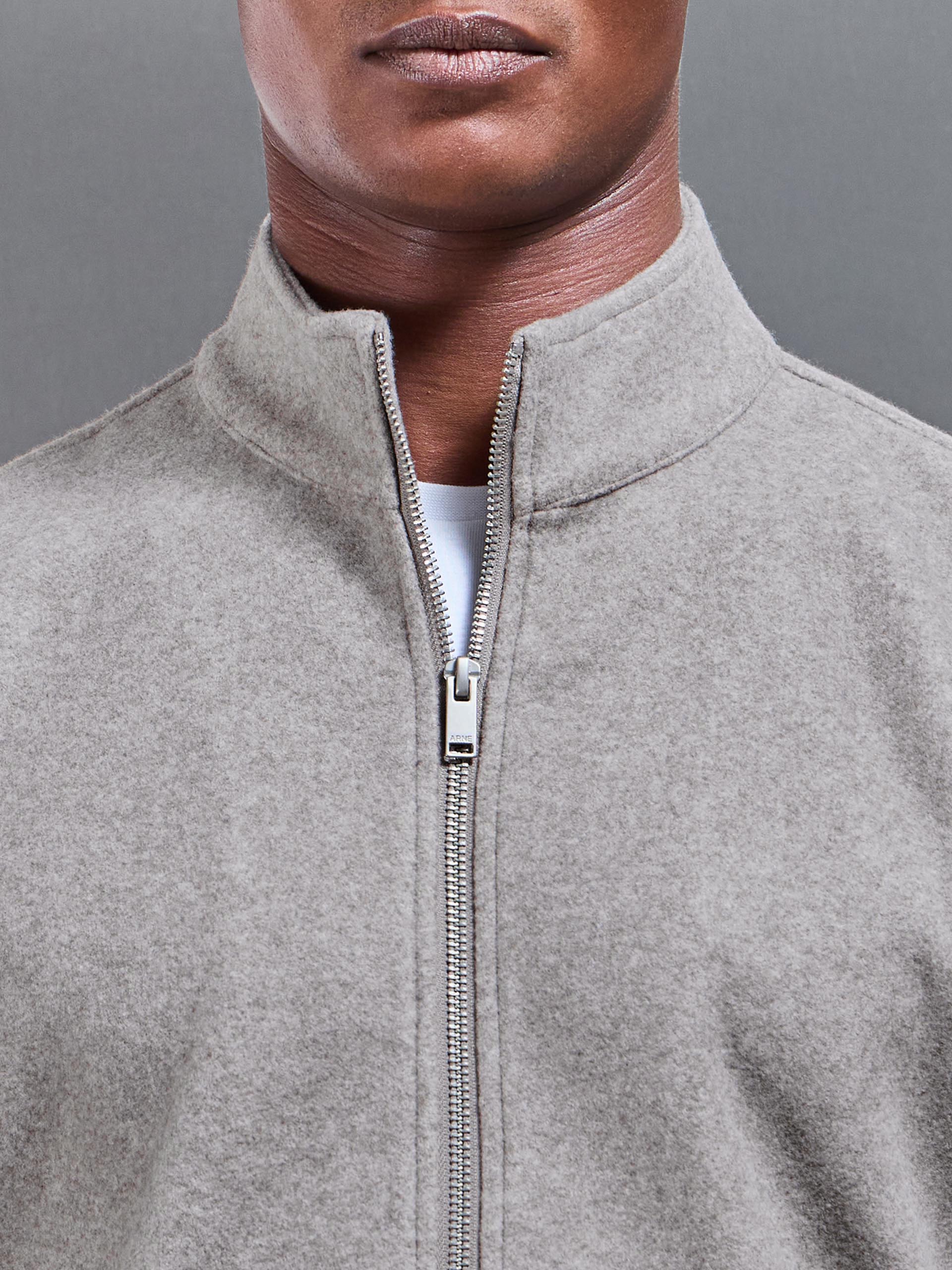Soft Touch Knitted Funnel Neck Jacket in Taupe