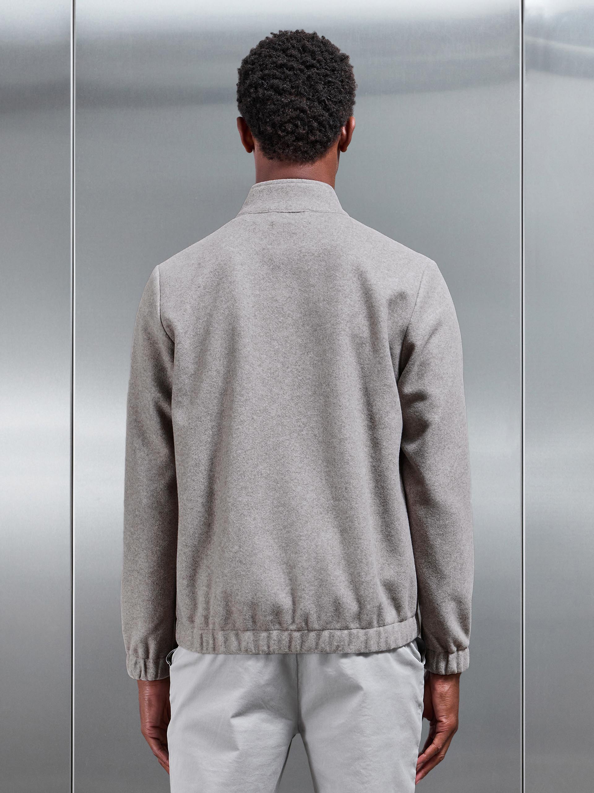 Soft Touch Knitted Funnel Neck Jacket in Taupe