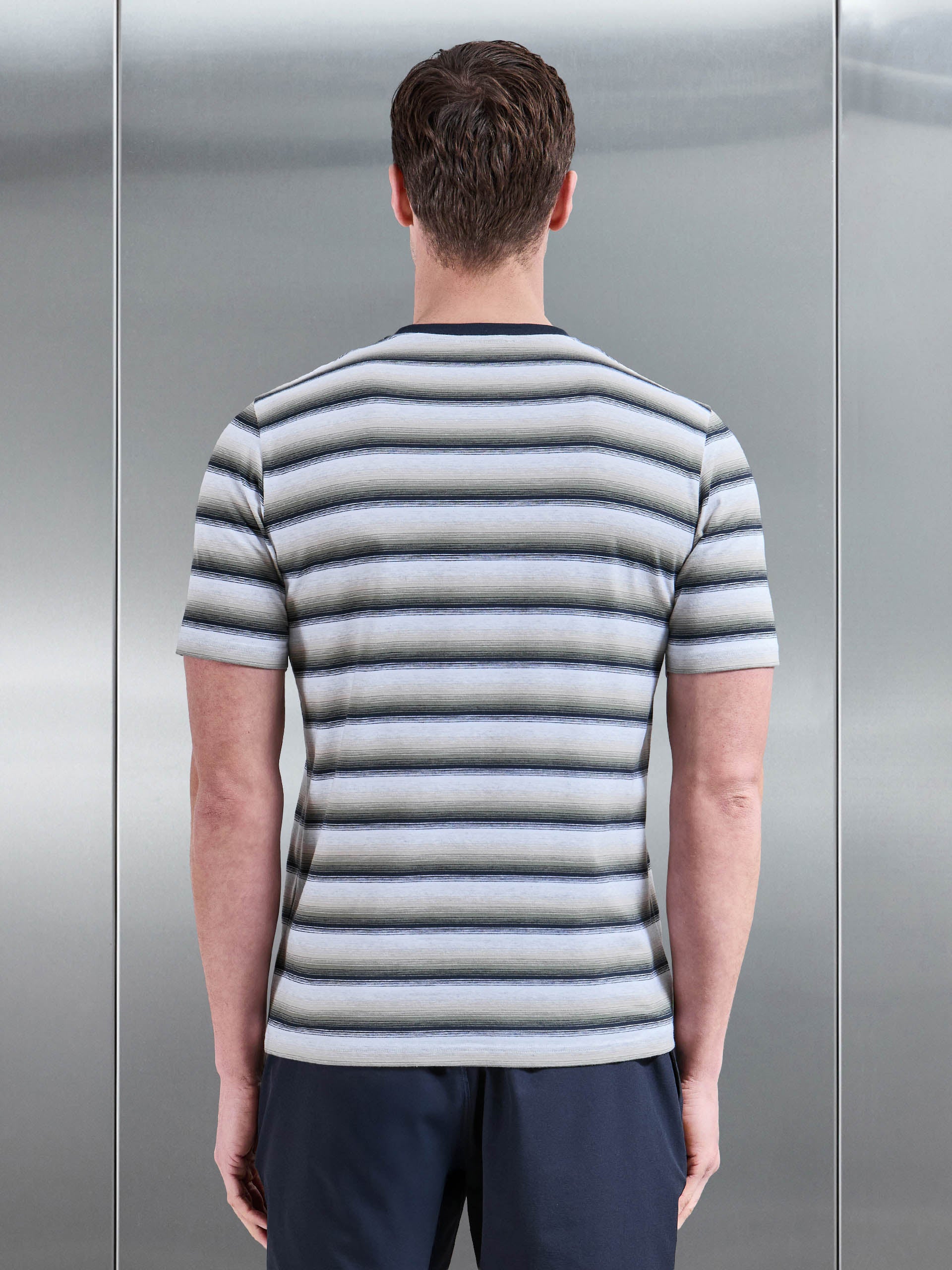 Space Dye Stripe T-Shirt in Navy