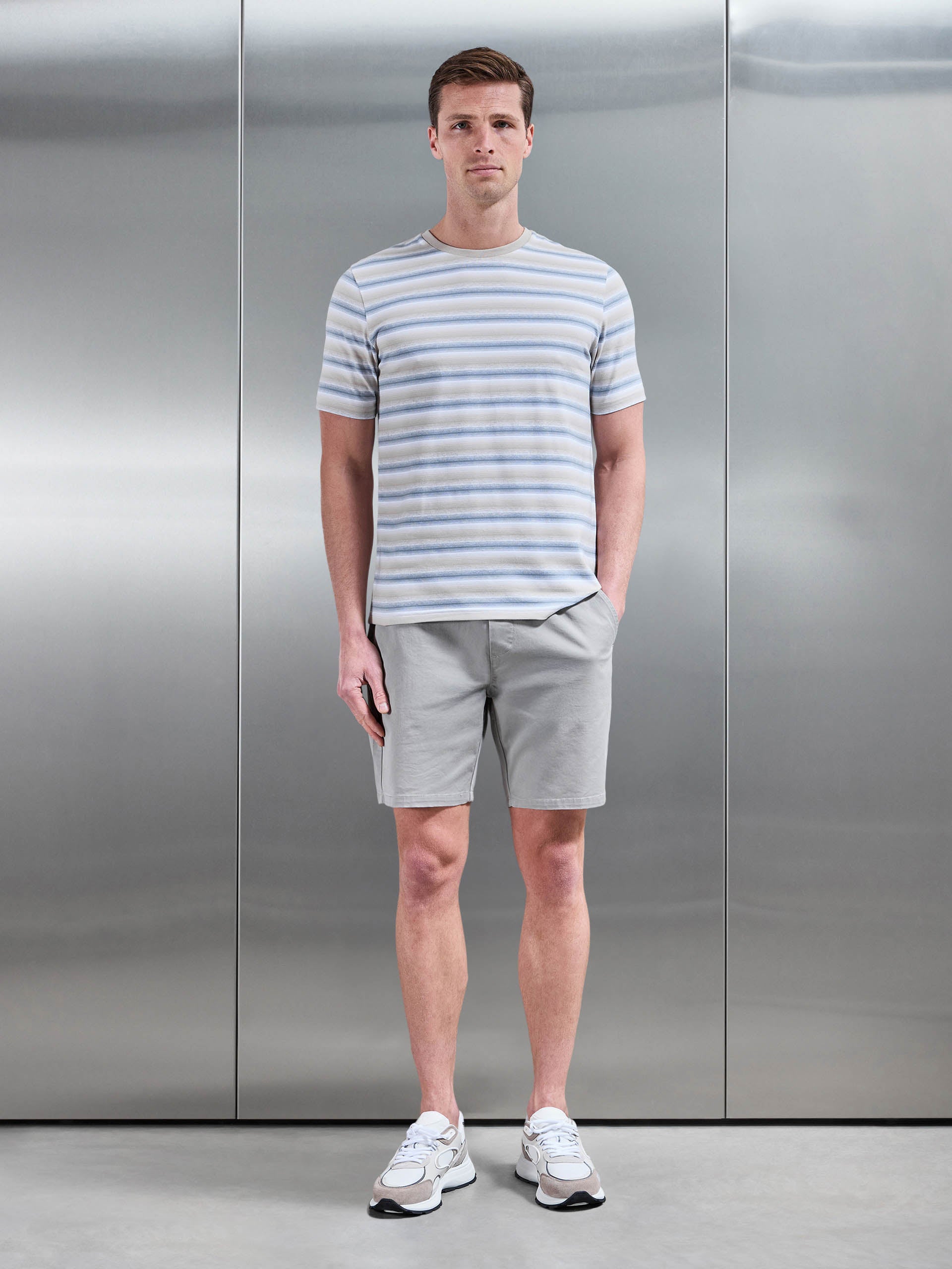 Space Dye Stripe T-Shirt in Stone