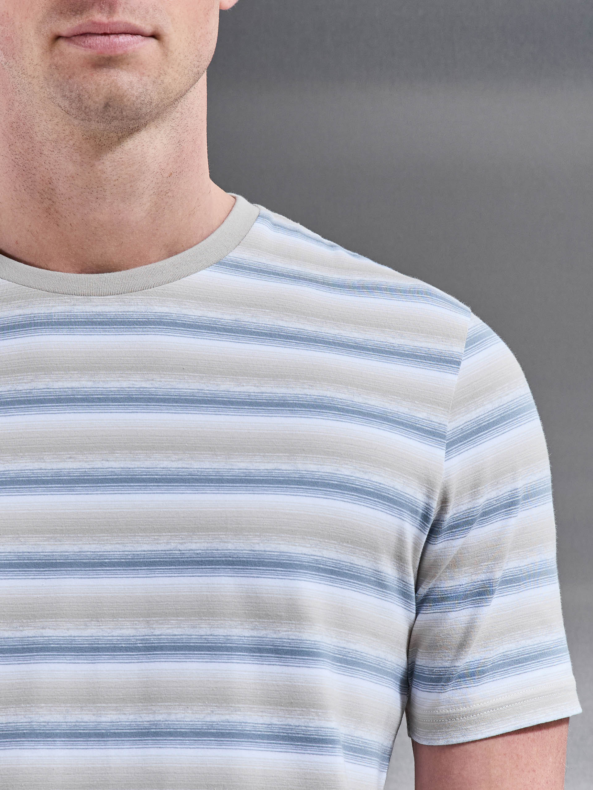 Space Dye Stripe T-Shirt in Stone