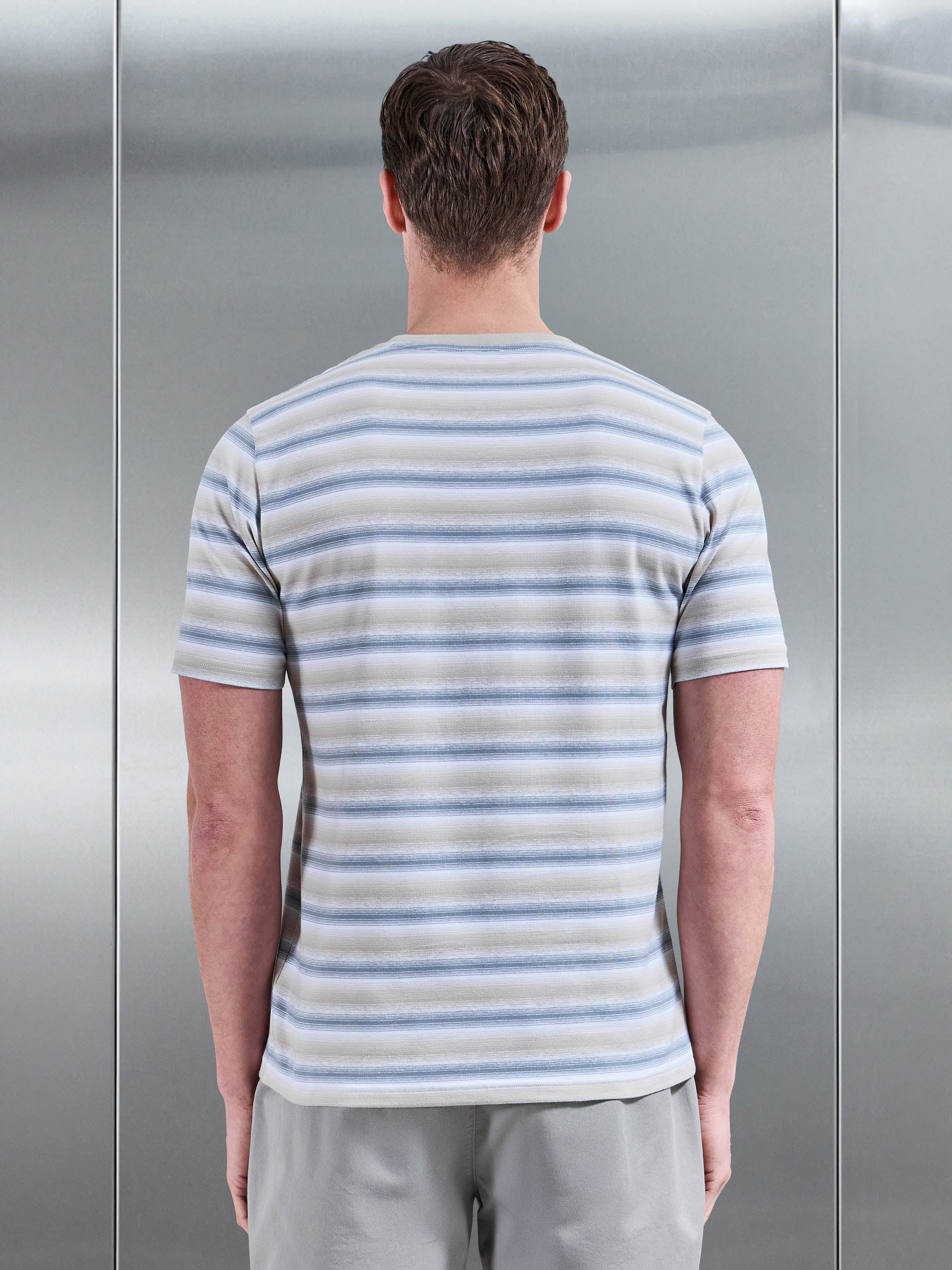Space Dye Stripe T-Shirt in Stone