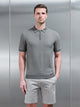 Square Contrast Textured Polo Shirt in Sage