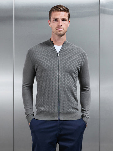 Square Textured Zip Through Jacket in Sage