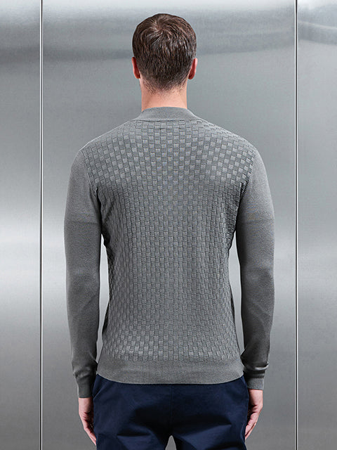 Square Textured Zip Through Jacket in Sage