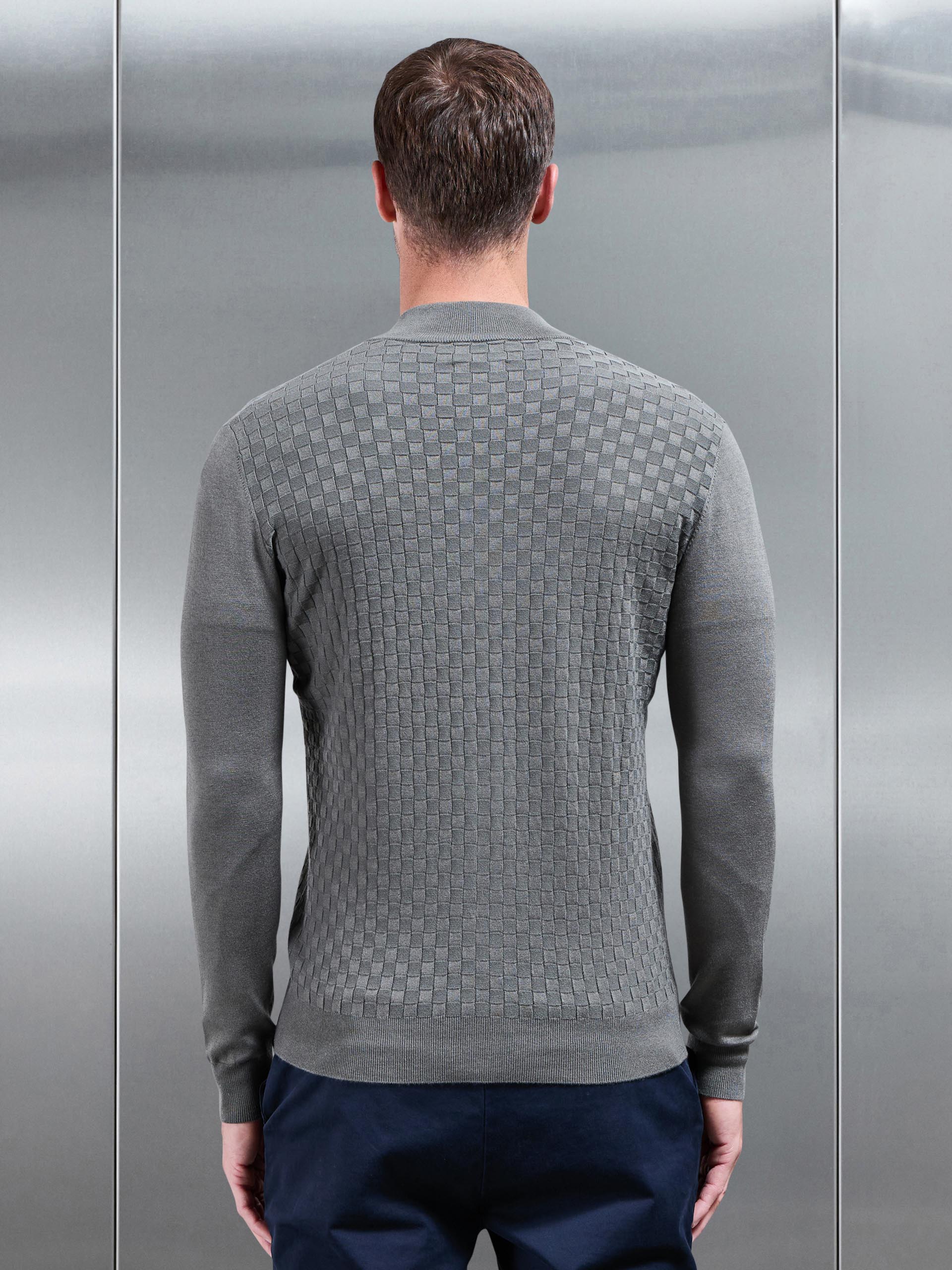 Square Textured Zip Through Jacket in Sage