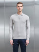 Square Textured Long Sleeve Button Polo Shirt in Stone