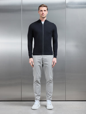 Square Textured Zip Through Jacket in Black