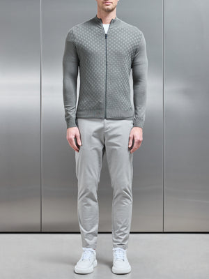 Square Textured Zip Through Jacket in Sage