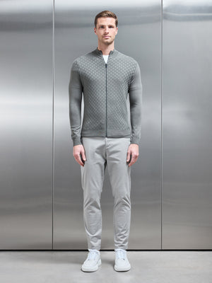 Square Textured Zip Through Jacket in Sage