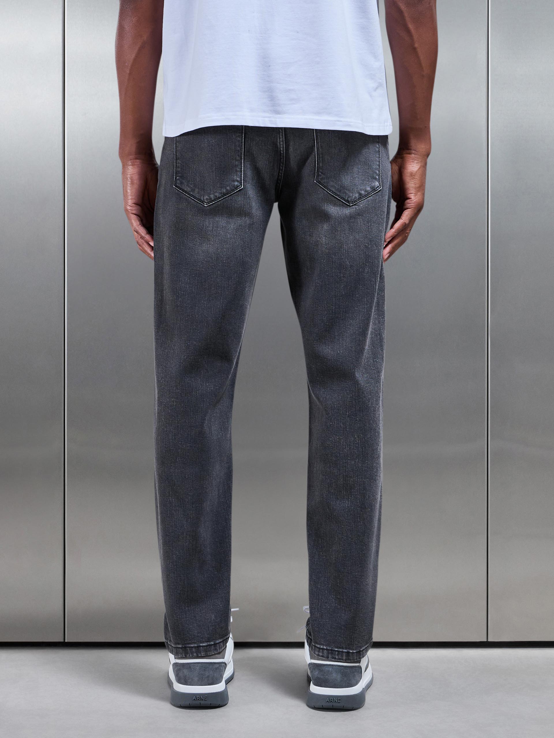Straight Leg Denim Jeans in Grey Wash