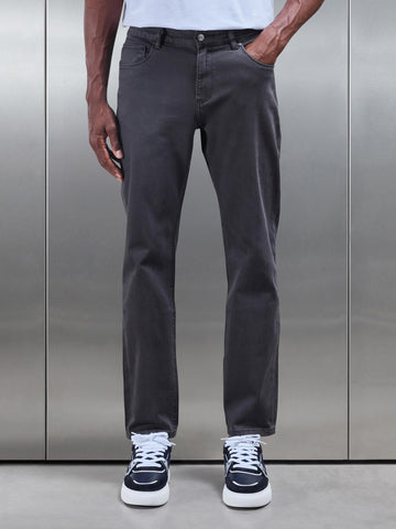 Straight Leg Denim Jeans in Grey