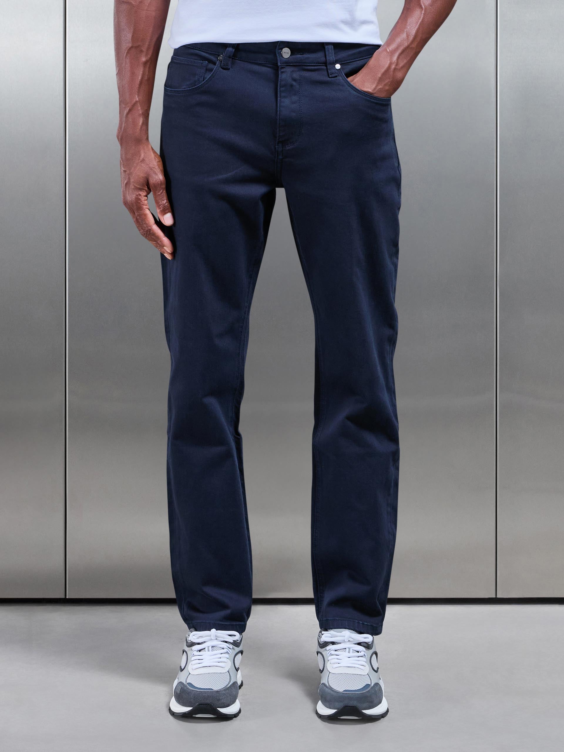 Straight Leg Denim Jeans in Navy
