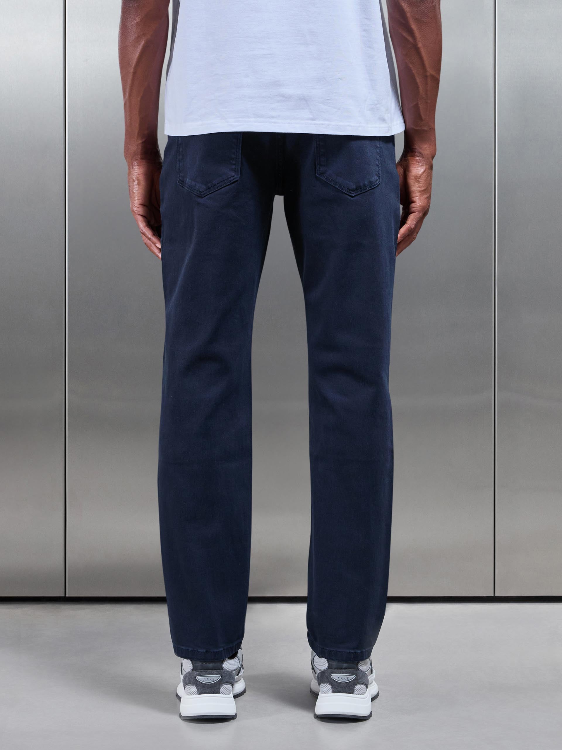Straight Leg Denim Jeans in Navy