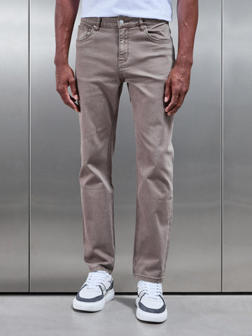 Straight Leg Denim Jeans in Olive