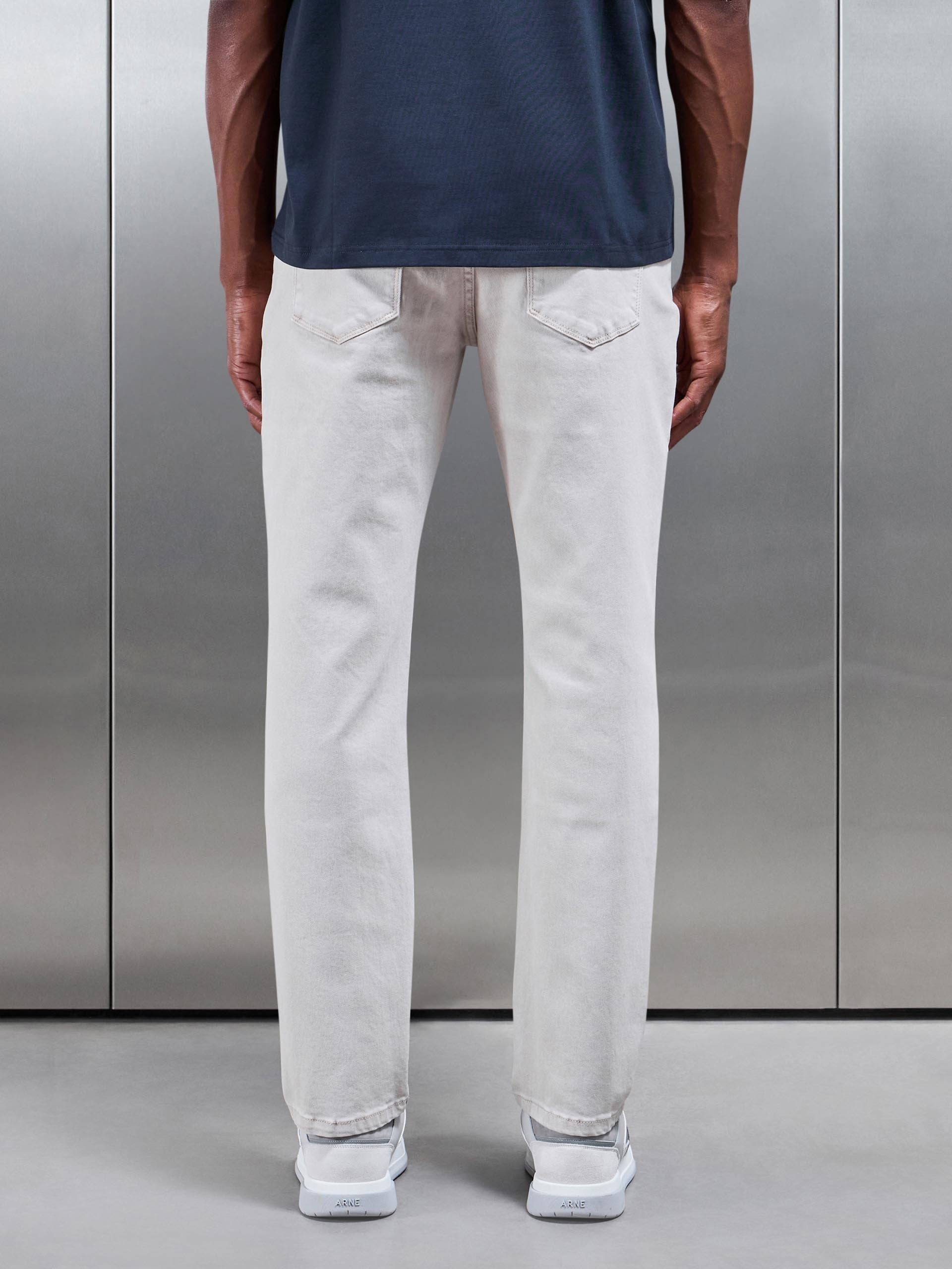 Straight Leg Denim Jeans in Stone