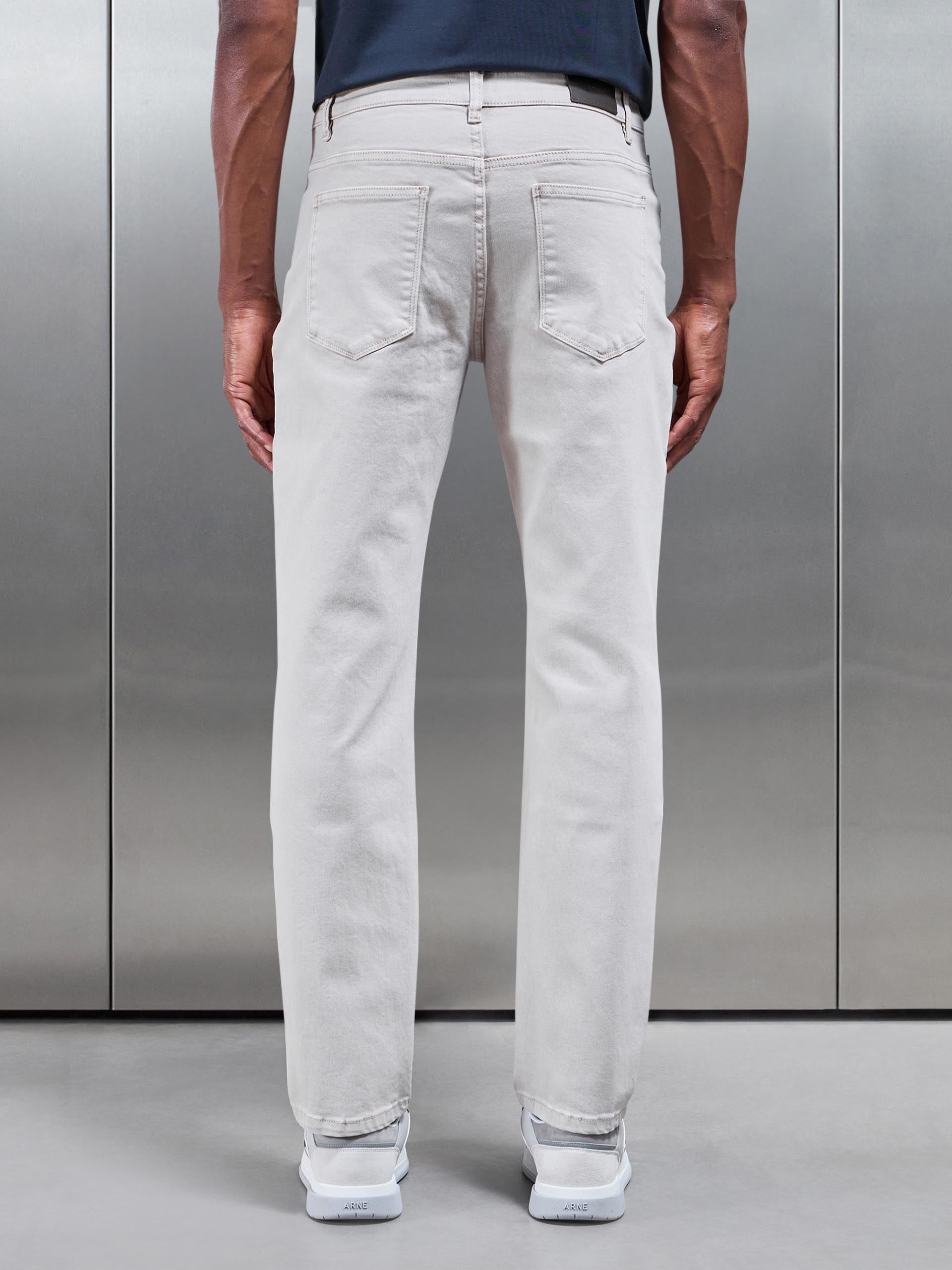 Straight Leg Denim Jeans in Stone