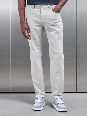 Straight Leg Denim Jeans in Stone