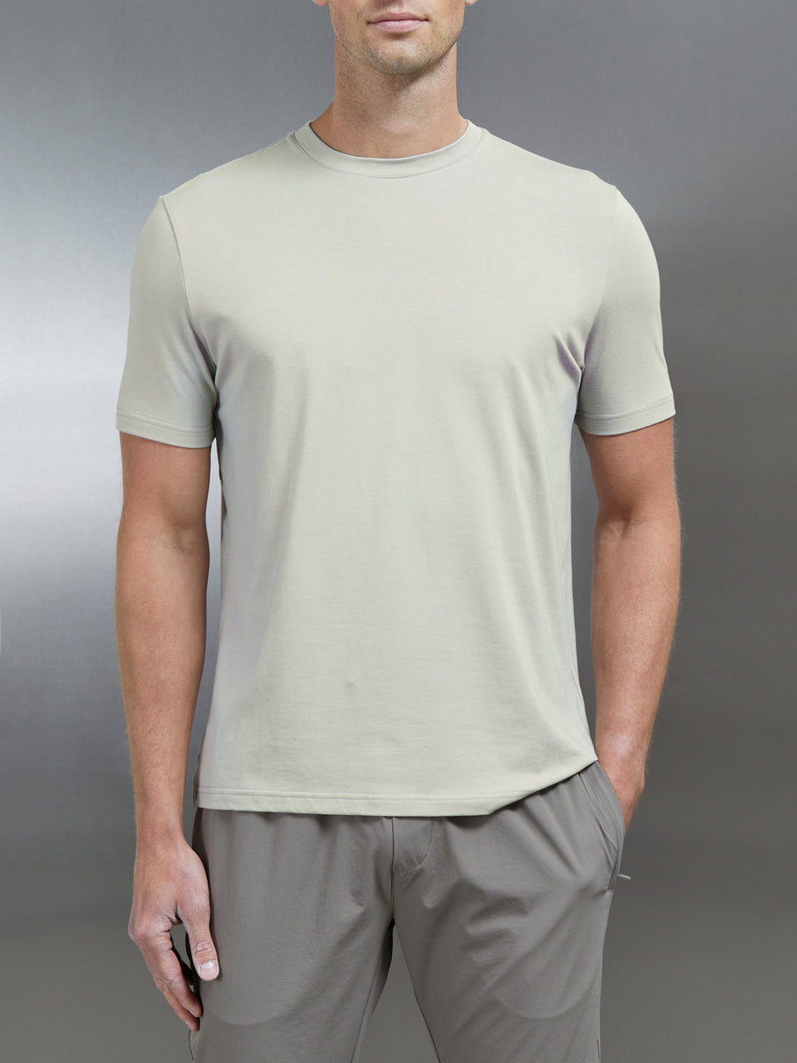 Stretch Cotton Modal T-Shirt in Stone