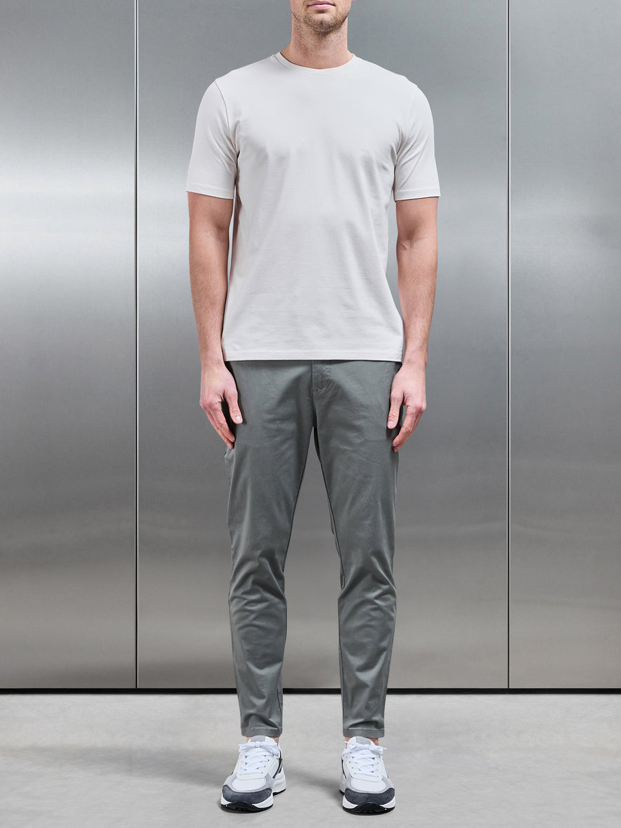 Stretch Slim Fit Cotton T-Shirt in Off White