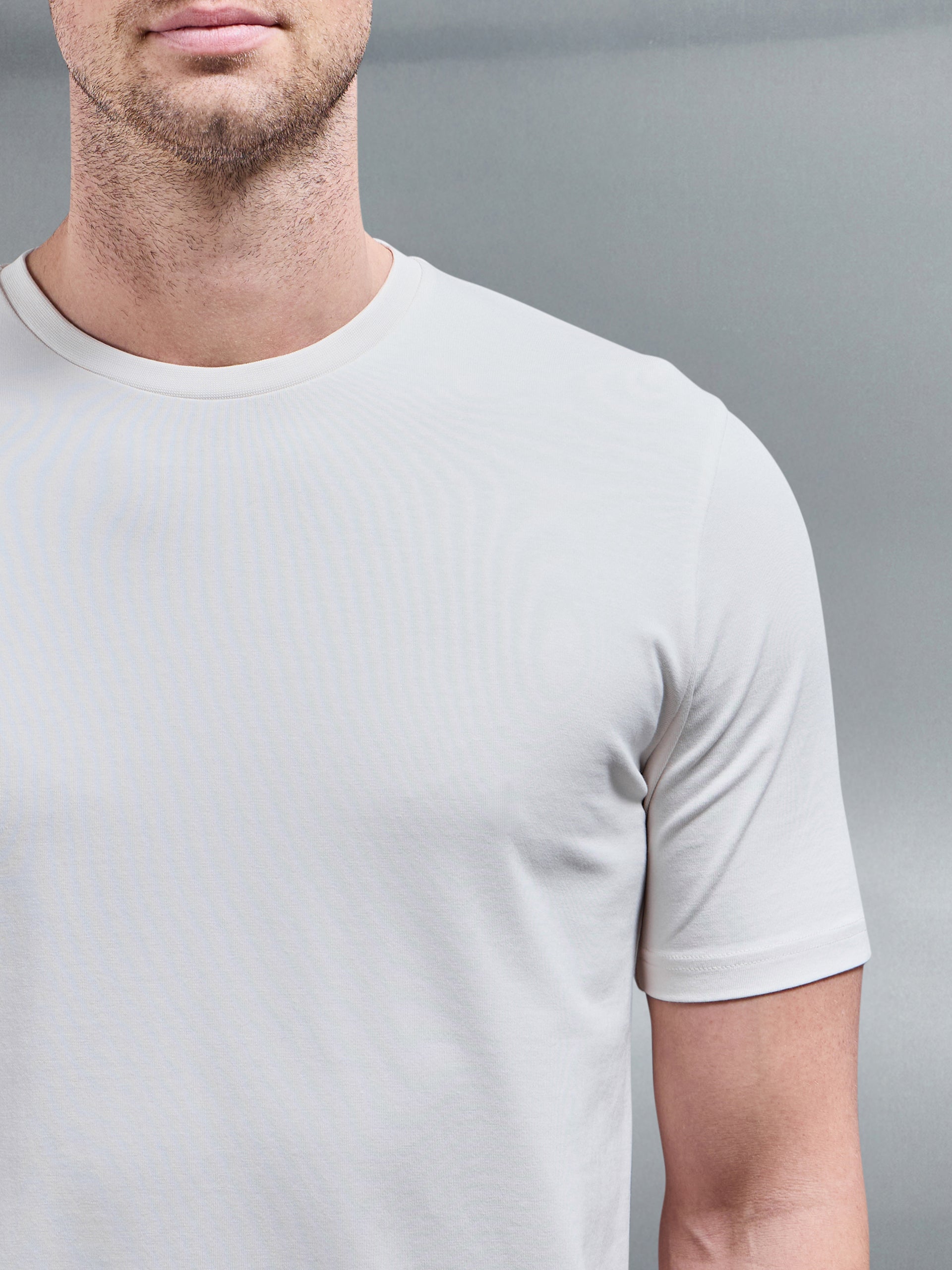 Stretch Slim Fit Cotton T-Shirt in Off White