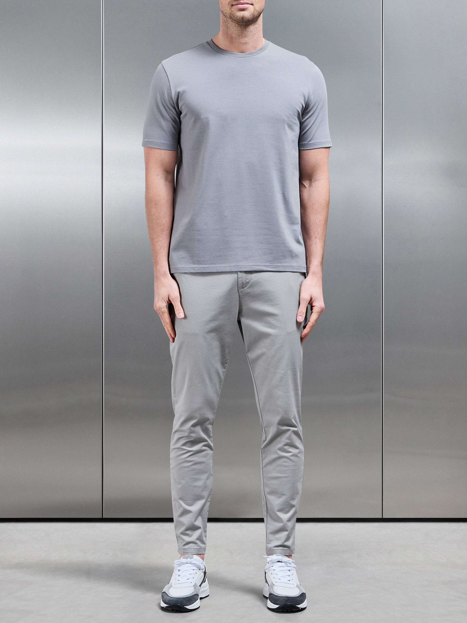 Stretch Slim Fit Cotton T-Shirt in Grey