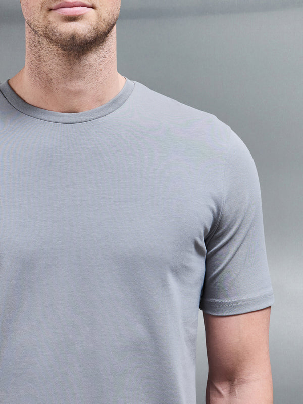 Stretch Slim Fit Cotton T-Shirt in Grey