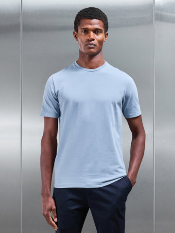 Stretch Slim Fit Cotton T-Shirt in Light Blue