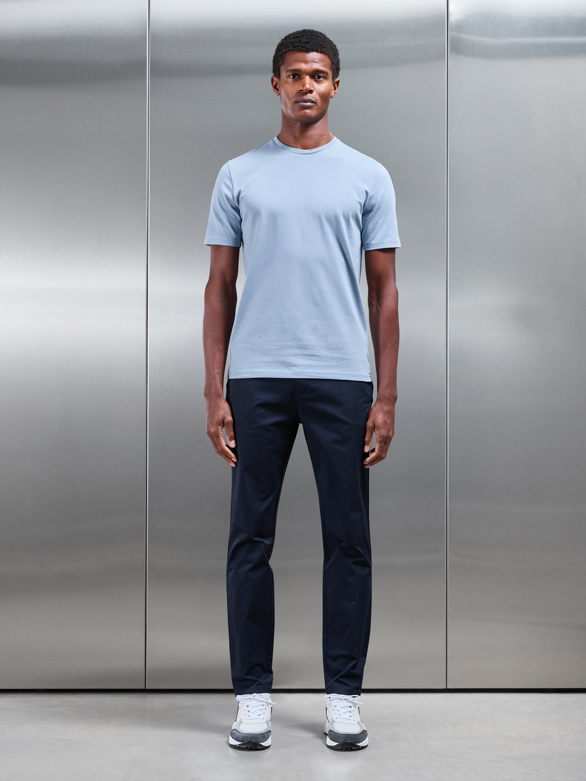 Stretch Slim Fit Cotton T-Shirt in Light Blue