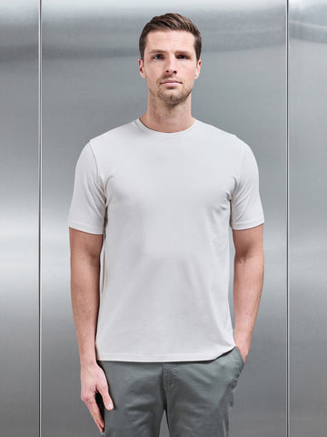 Stretch Slim Fit Cotton T-Shirt in Off White