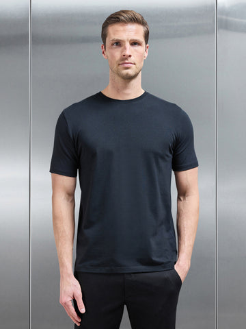 Stretch Slim Fit Cotton T-Shirt in Black