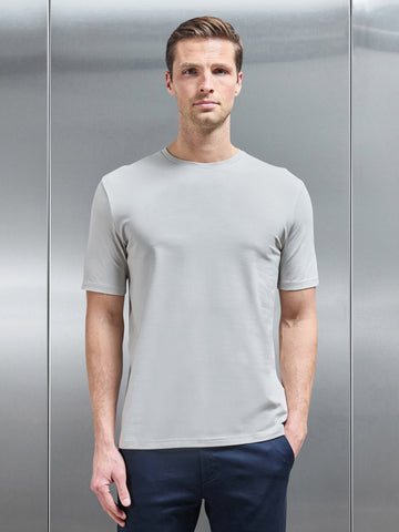 Stretch Slim Fit Cotton T-Shirt in Stone