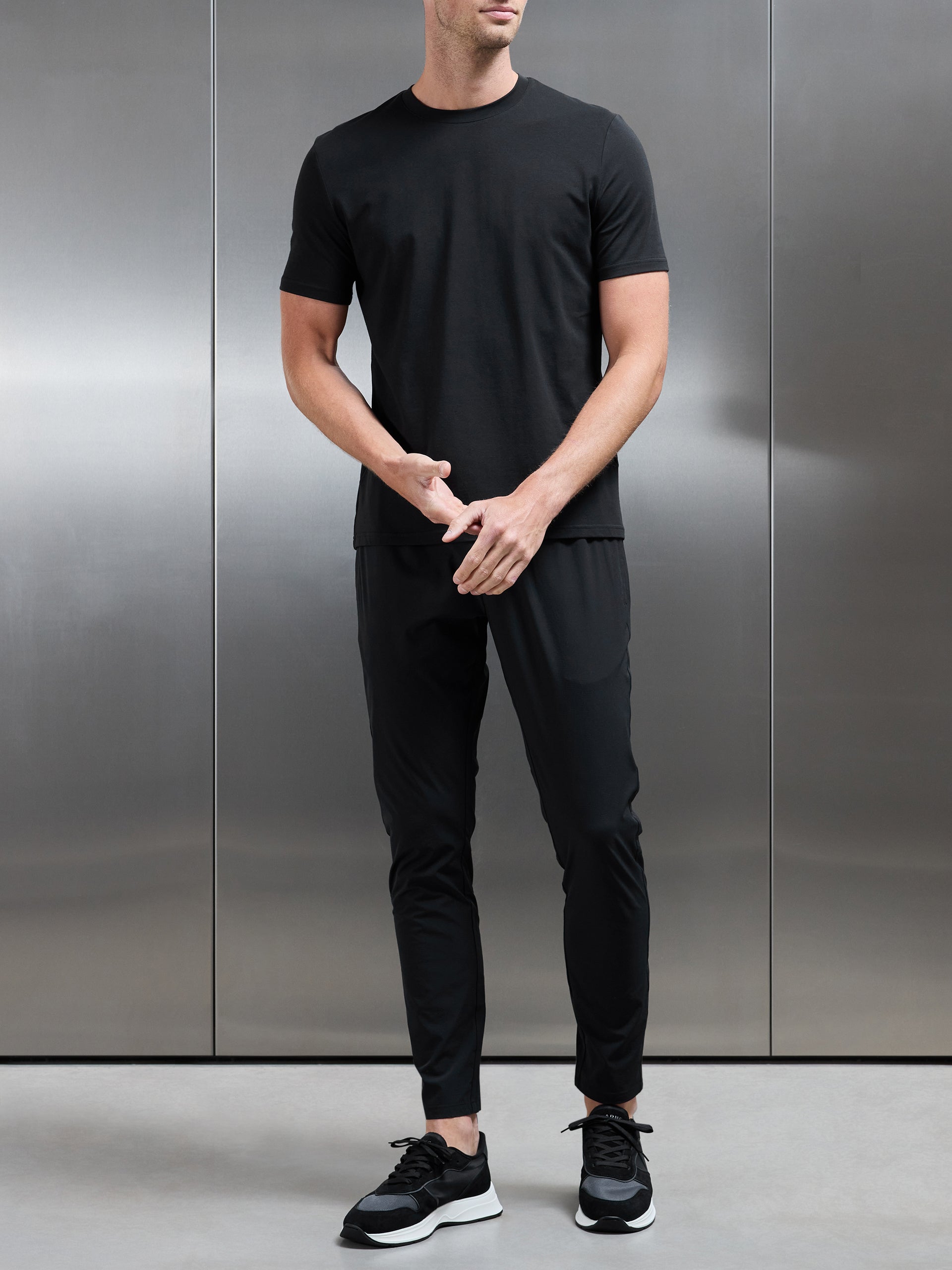 Stretch Cotton Modal T-Shirt in Black