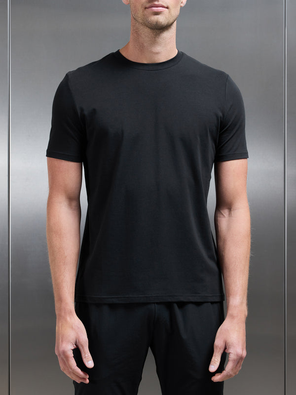 Stretch Cotton Modal T-Shirt in Black