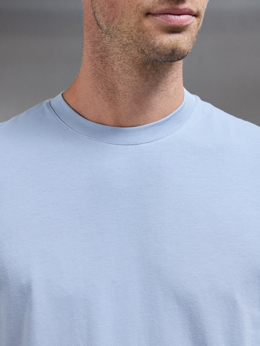 Stretch Cotton Modal T-Shirt in Light Blue