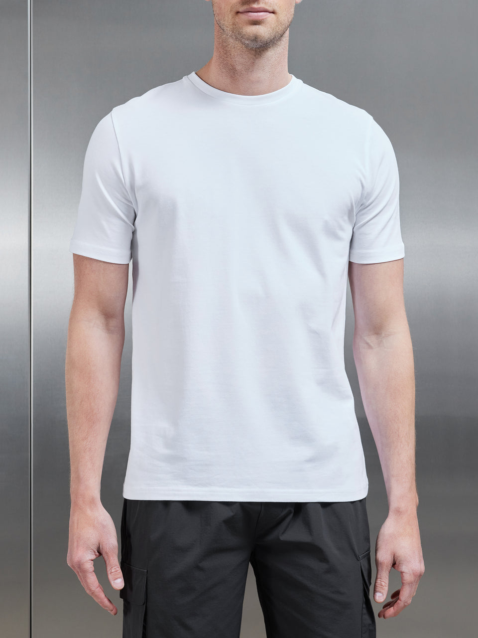 Stretch Slim Fit Cotton T-Shirt in White