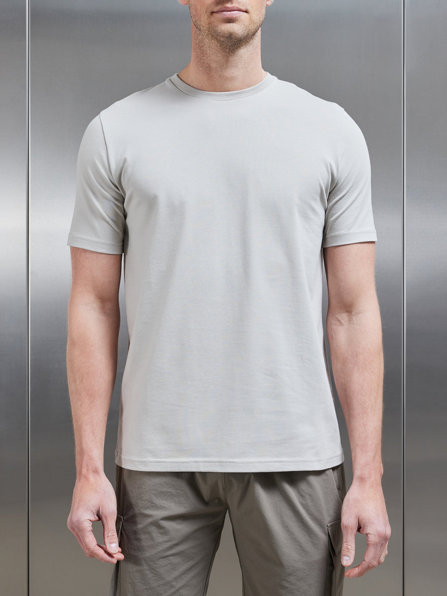 Stretch Slim Fit Cotton T-Shirt in Stone