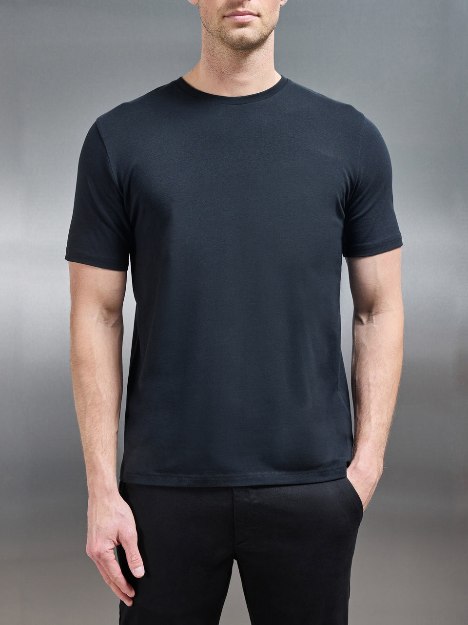 Stretch Slim Fit Cotton T-Shirt in Black