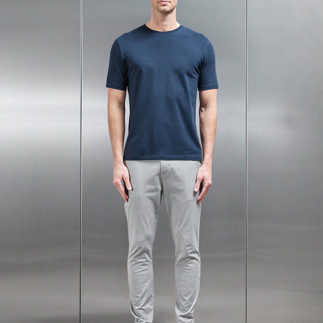 Stretch Slim Fit Cotton T-Shirt in Navy