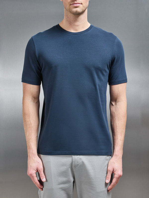 Stretch Slim Fit Cotton T-Shirt in Navy