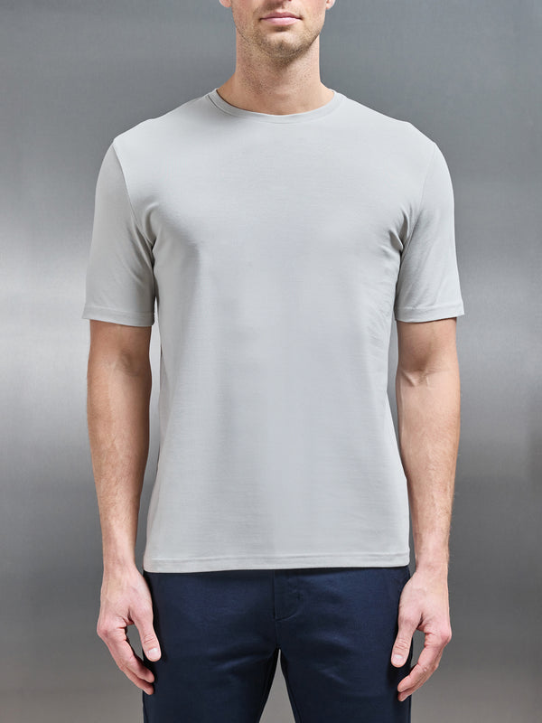 Stretch Slim Fit Cotton T-Shirt in Stone