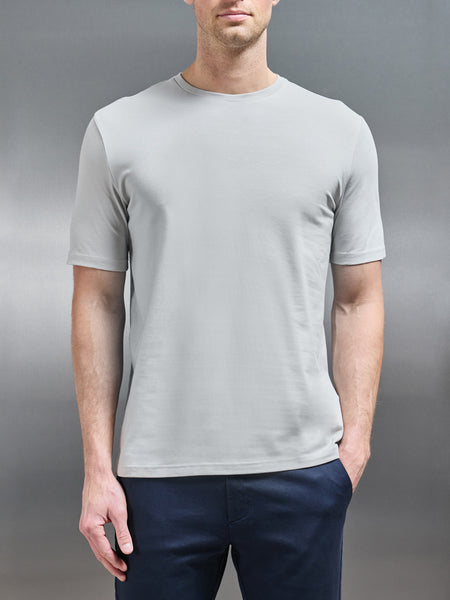 Stretch Slim Fit Cotton T-Shirt in Stone