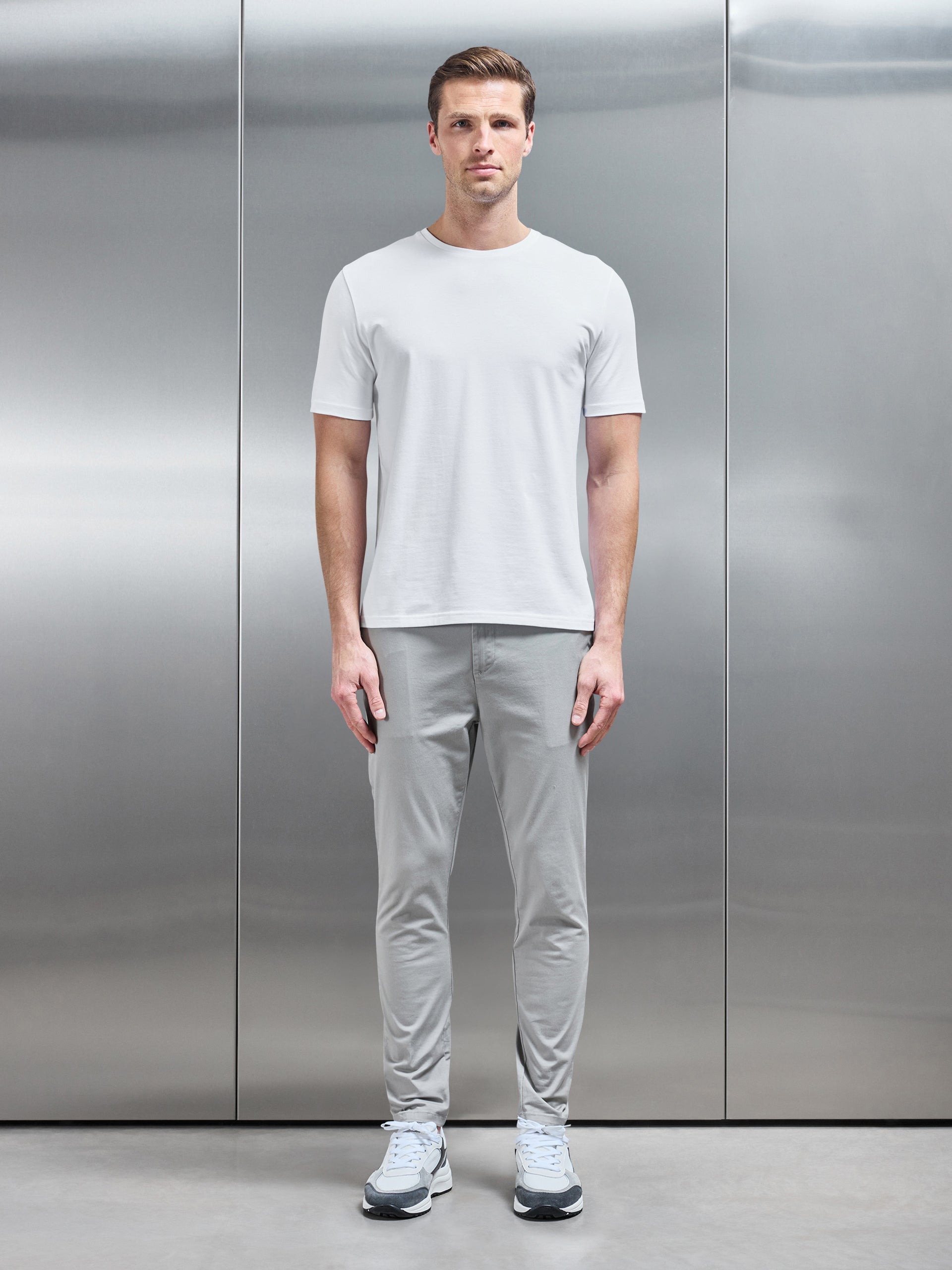 Stretch Slim Fit Cotton T-Shirt in White